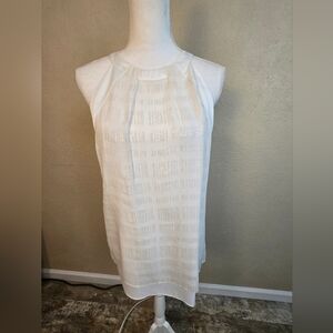 WHBM White Silk Sleeveless Halter Metallic Stripe Blouse Size 6 (6406)